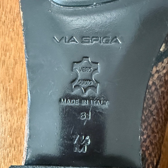 Via Spiga Tan and Brown Snake Print Loafers - Picture 12 of 12